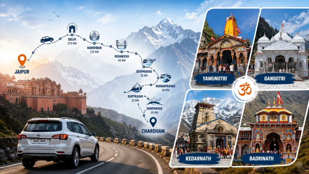 Best Route for Jaipur to Chardham Road Trip