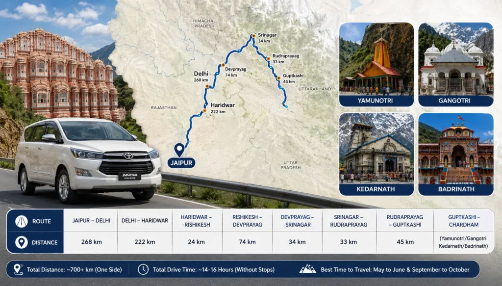 Jaipur to Chardham Route