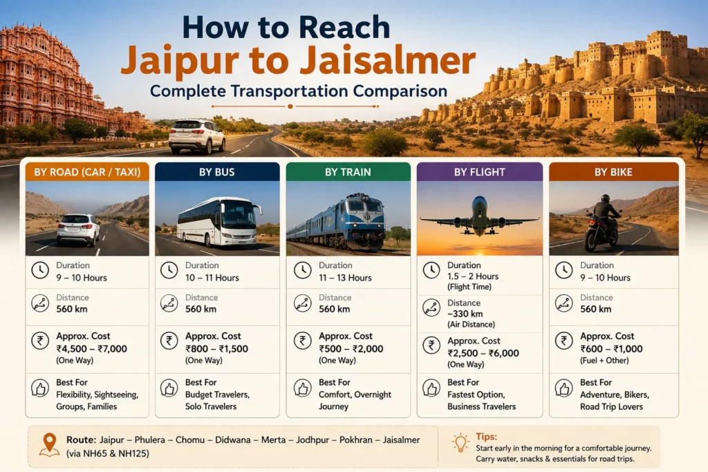 How to Reach Jaipur to Jaisalmer