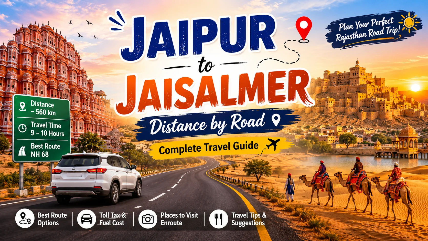 Jaipur to Jaisalmer distance by road